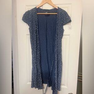 Blue with white florals crosstie dress